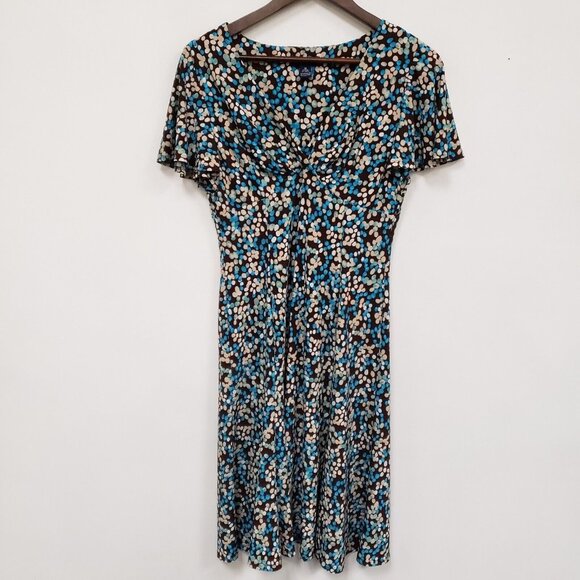 Chaps Womens Y2K Artsy Church Babydoll Dress Size M Brown Office Flowy Polka Dot - Picture 1 of 9